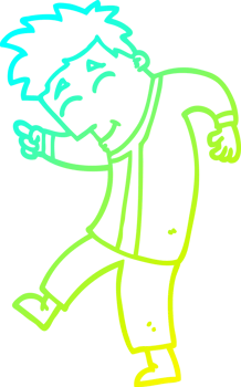 cold gradient line drawing of a cartoon dancing man png
