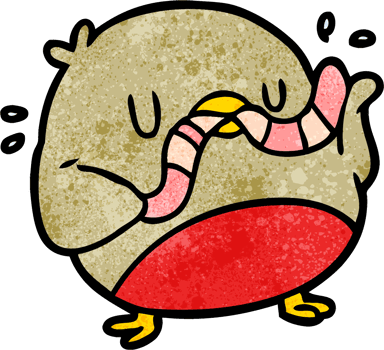 cartoon bird eating worm png