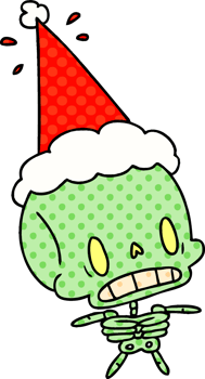 hand drawn christmas cartoon of kawaii skeleton png