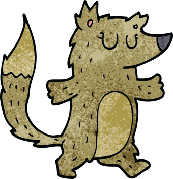 cartoon doodle wolf png