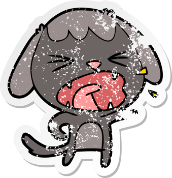 distressed sticker of a cute cartoon dog barking png
