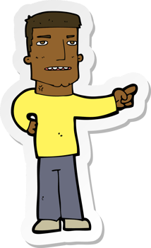 sticker of a cartoon man pointing png