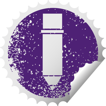 distressed circular peeling sticker symbol of a of a pencil png