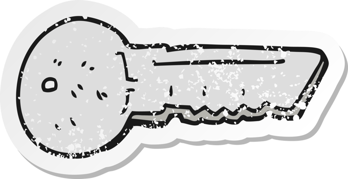 retro distressed sticker of a cartoon door key png
