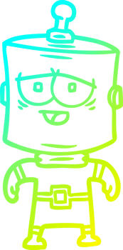 cold gradient line drawing of a cartoon robot png