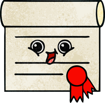 retro grunge texture cartoon of a certificate png