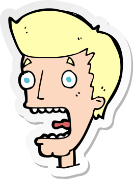 sticker of a cartoon terrified man png