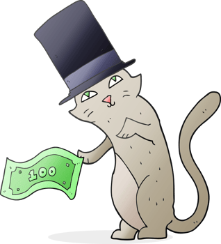hand drawn cartoon rich cat png