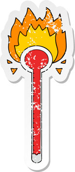 distressed sticker of a cartoon thermometer png