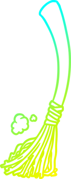 cold gradient line drawing of a halloween witches broom png