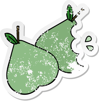 distressed sticker of a cute cartoon green pear png