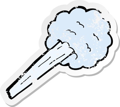 retro distressed sticker of a cartoon gust of wind drawing png