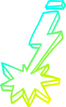 cold gradient line drawing of a cartoon thunder bolt png