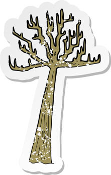 retro distressed sticker of a cartoon winter tree drawing png