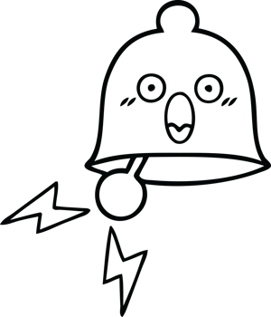 line drawing cartoon of a ringing bell png