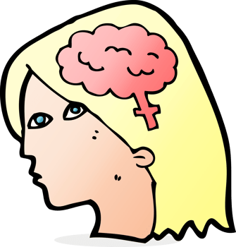 cartoon female head with brain symbol png