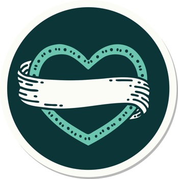 sticker of tattoo in traditional style of a heart and banner png