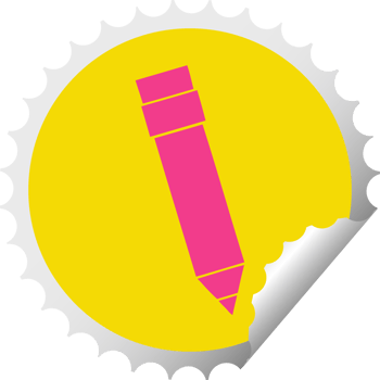 circular peeling sticker quirky cartoon pencil png