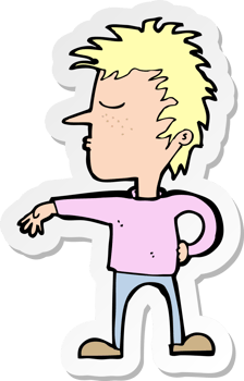 sticker of a cartoon man making camp gesture png