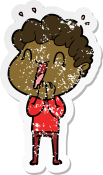 distressed sticker of a cartoon happy man png