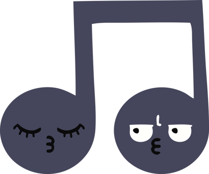 flat color retro cartoon of a musical note png