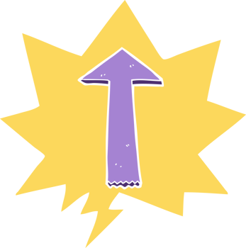cartoon pointing arrow with speech bubble in retro style png