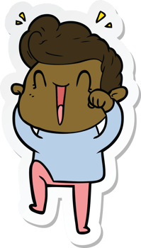 sticker of a cartoon excited man png