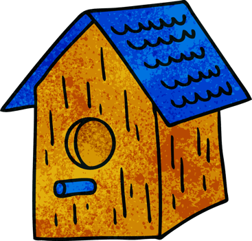 hand drawn textured cartoon doodle of a wooden bird house png
