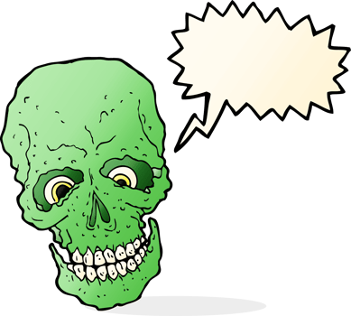 cartoon spooky skull with speech bubble png