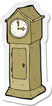 sticker of a cartoon grandfather clock png
