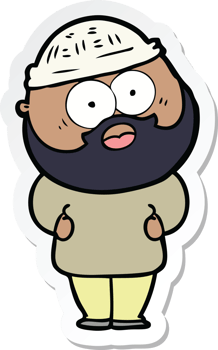 sticker of a cartoon surprised bearded man png