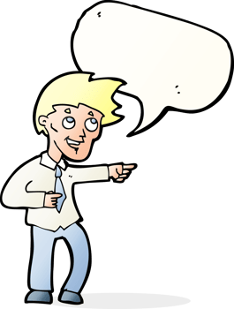 cartoon funny office man pointing with speech bubble png