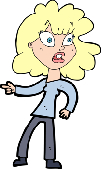 cartoon worried woman pointing png