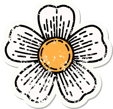 distressed sticker tattoo in traditional style of a flower png