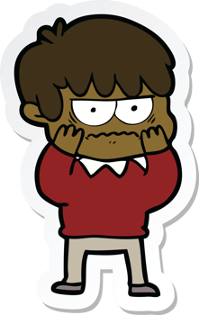sticker of a annoyed cartoon boy png