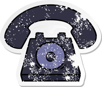 distressed sticker of a cute cartoon old telephone png