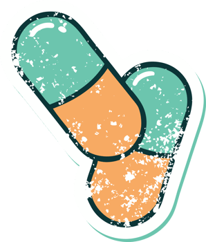 iconic distressed sticker tattoo style image of a pills png