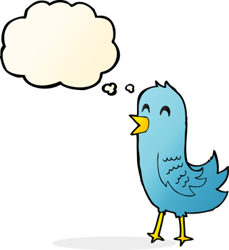cartoon happy bird with thought bubble png