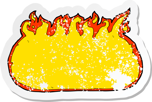 retro distressed sticker of a cartoon fire border drawing png