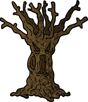 grunge textured illustration cartoon spooky tree png