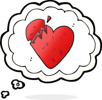 hand drawn thought bubble cartoon broken heart png