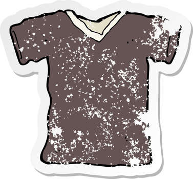 retro distressed sticker of a cartoon tee shirt png