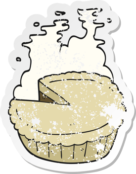 retro distressed sticker of a cartoon pie png