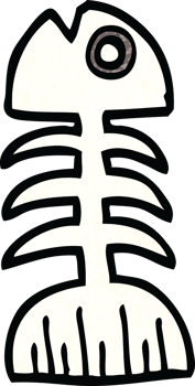 cartoon doodle fish bones png