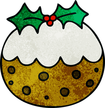 hand drawn quirky cartoon christmas pudding png