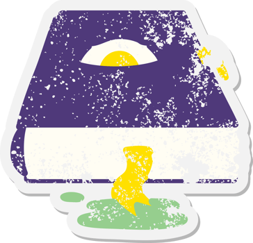 spooky spellbook with eyeball grunge sticker png