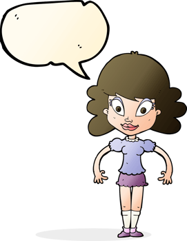 cartoon pretty woman with speech bubble png