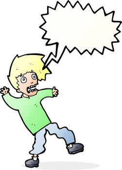 cartoon terrified man with speech bubble png