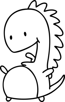 line doodle of a happy dinosaur png