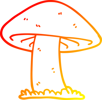 warm gradient line drawing of a cartoon mushroom png